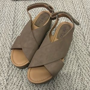 Taupe wedge sandals